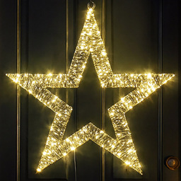 Xmas Haus 100 Warm White Micro LED Metal Star Light 55 x 55cm - thumbnail 1