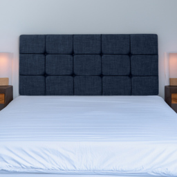 Bedmaster Pearl Small Double Midnight Linen Squared Headboard - thumbnail 1