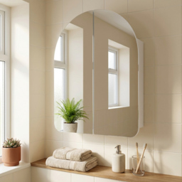 Mayfair White 2 Door Arch Mirror Cabinet - thumbnail 4