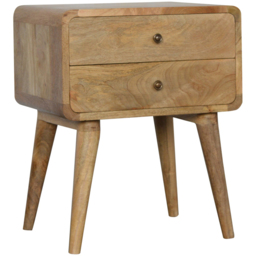 Artisan Furniture Brown 2 Drawer Solid Wood Curved Oak-ish Bedside Table - thumbnail 3