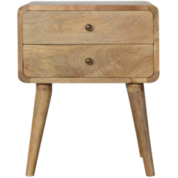 Artisan Furniture Brown 2 Drawer Solid Wood Curved Oak-ish Bedside Table - thumbnail 2