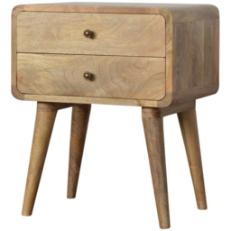 Artisan Furniture Brown 2 Drawer Solid Wood Curved Oak-ish Bedside Table - thumbnail 4