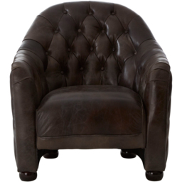 Premier Housewares Victor Dark Grey Brown Leather Tub Chair - thumbnail 3