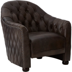Premier Housewares Victor Dark Grey Brown Leather Tub Chair - thumbnail 2