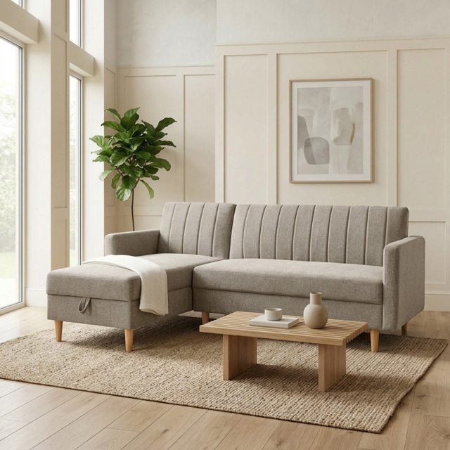 Lennox Corner Sofa Bed with Storage Grey - image 1
