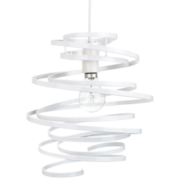 Happy Homewares White Gloss Metal Double Ribbon Spiral Ceiling Pendant Shade - thumbnail 1