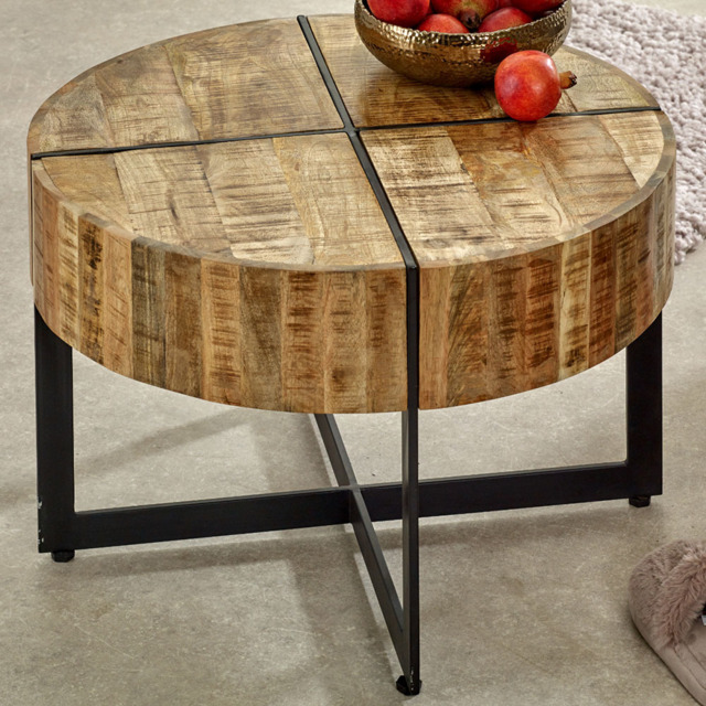Brooklyn Surrey Metal Legs Solid Wood Coffee Table - image 1