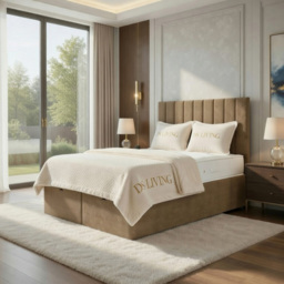 DS Living Aria Beige Double Plush Ottoman Bed - thumbnail 4
