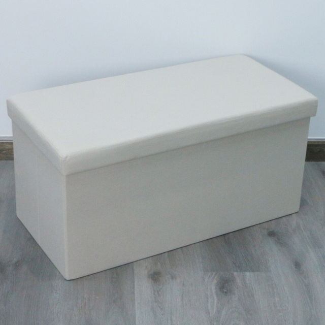 Cream Seville Linen Ottoman Storage Trunk - image 1