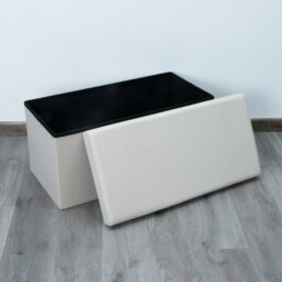 Cream Seville Linen Ottoman Storage Trunk - thumbnail 3
