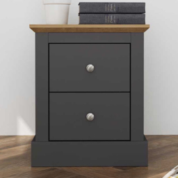 Devon 2 Drawer Charcoal Bedside Table - thumbnail 1