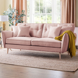 Opry Faro 3 Seater Button Back Soft Pink Sofa