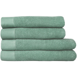 furn. Textured Cotton Smoke Green Bath Towels and Sheets Set of 4