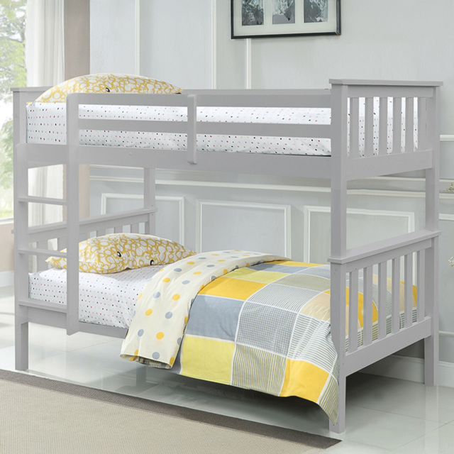 Comfy Living Premium Single Grey Wooden Bunk Bed - image 1