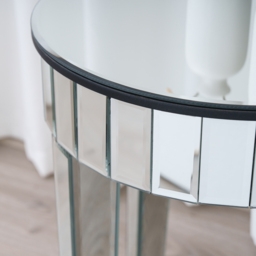 Comfy Living Chrome Finish Circular Mirrored Side Table - thumbnail 2