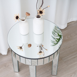 Comfy Living Chrome Finish Circular Mirrored Side Table - thumbnail 3