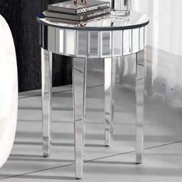 Comfy Living Chrome Finish Circular Mirrored Side Table