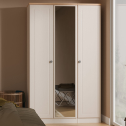 Crowndale Norfolk Kashmir Ash and Bardolino Oak 3 Door Mirror Wardrobe Ready Assembled - thumbnail 1