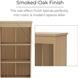 Core Products Freya Smoked Oak Foil Finish 4 Shelf Low Narrow Bookcase - thumbnail 4