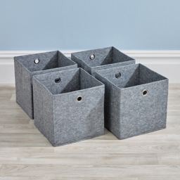 Home Source Felt Grey Fabric Cube Storage Box 4 Pack - thumbnail 4