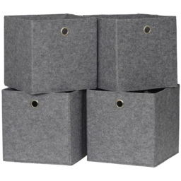 Home Source Felt Grey Fabric Cube Storage Box 4 Pack