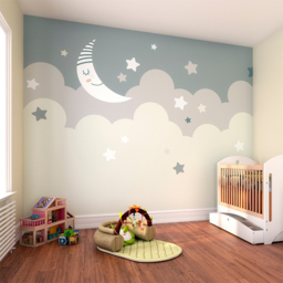 Origin Murals Nighttime Children's Sky Grey Wall Mural - thumbnail 1