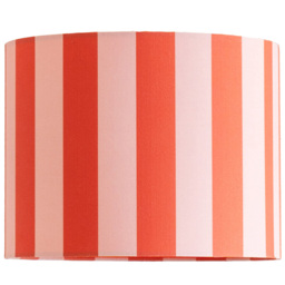 ValueLights Callie Colour Clash Orange and Pink Striped Fabric Drum Lamp Shade Large