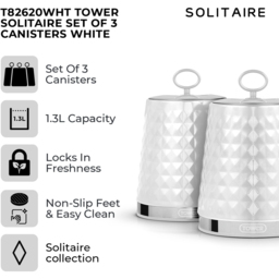 Tower 3 Piece White Solitaire Canister Set - thumbnail 2
