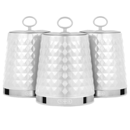 Tower 3 Piece White Solitaire Canister Set
