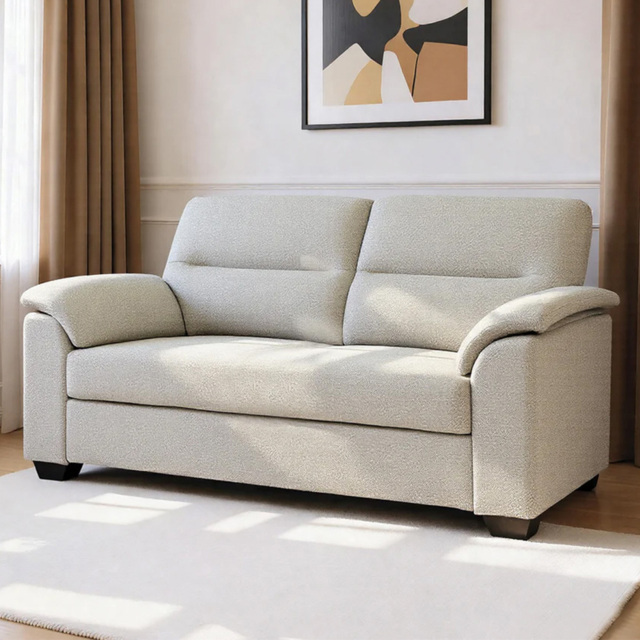 HGD Tivoli Oatmeal 2 Seater Woven Boucle Pull-Out Sofa Bed - image 1