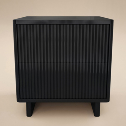SOLACE+CO Velmor Black 2 Drawer Ribbed Bedside Table - thumbnail 3