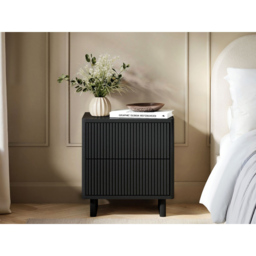 SOLACE+CO Velmor Black 2 Drawer Ribbed Bedside Table - thumbnail 4