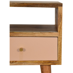 Artisan Furniture Mini Blush Single Drawer Single Shelf Hand Painted Mango Wood Bedside Table - thumbnail 4