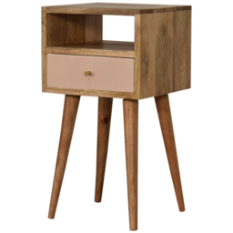 Artisan Furniture Mini Blush Single Drawer Single Shelf Hand Painted Mango Wood Bedside Table - thumbnail 3