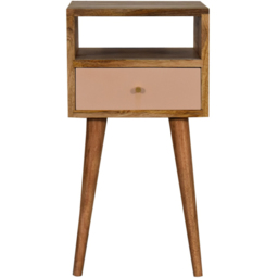 Artisan Furniture Mini Blush Single Drawer Single Shelf Hand Painted Mango Wood Bedside Table - thumbnail 2
