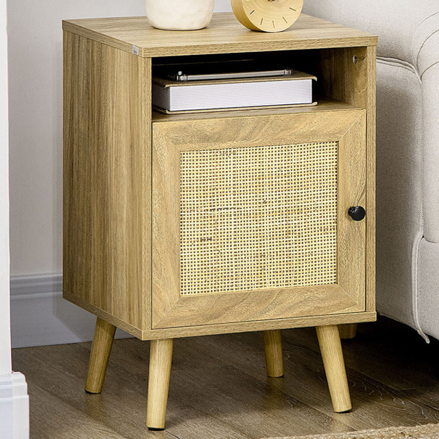 Portland Single Door Natural Rattan Bedside Table - image 1