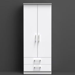 Crowndale Devon Ready Assembled 2 Door 2 Drawer White Matt Wardrobe - thumbnail 1
