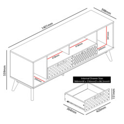 Cora 2 Drawer 2 Shelf Green TV Unit - thumbnail 2