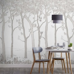 Grandeco Trees Textured White Wall Mural - thumbnail 1