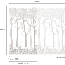 Grandeco Trees Textured White Wall Mural - thumbnail 3