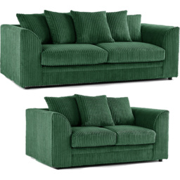 Luxor 5 Seater Green Jumbo Cord Fabric Sofa Set with Scatter Back - thumbnail 2