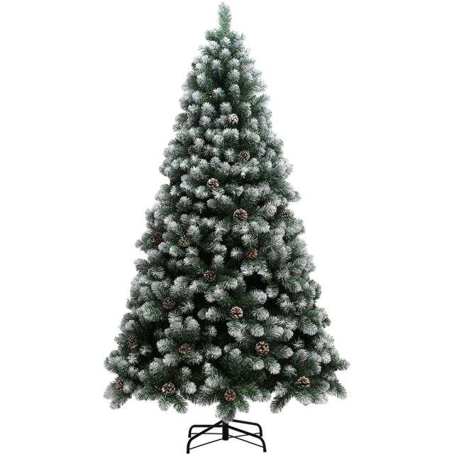 StarBright Snow Dipped Green Artificial Christmas Pine Tree with Pinecones 7ft - image 1