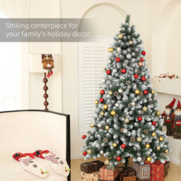 StarBright Snow Dipped Green Artificial Christmas Pine Tree with Pinecones 7ft - thumbnail 4