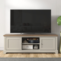 GFW Salcombe Light Grey 2 Door 2 Shelf TV Unit