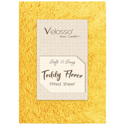 Velosso Double Ochre Teddy Fleece Fitted Sheet