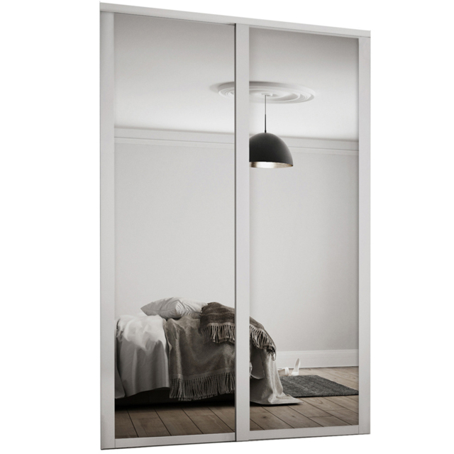 Spacepro Shaker 2 Door Dove Grey Frame Mirror Sliding Wardrobe Kit 1145mm - image 1
