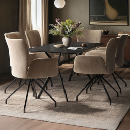 SOLACE+CO Emil Kora 6 Seater Mocha Glass Dining Set - thumbnail 1