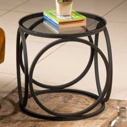 Decorotika Mimo Black Metal and Glass Side Table - thumbnail 1