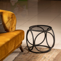 Decorotika Mimo Black Metal and Glass Side Table - thumbnail 3