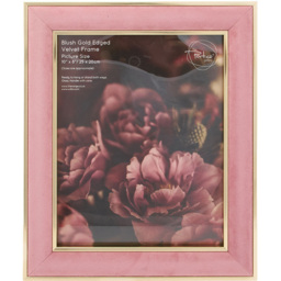 Gold Edged Velvet Photo Frame Blush 10 x 8 inch